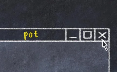 Chalk sketch of closing browser window with page header inscription pot Stock Photos