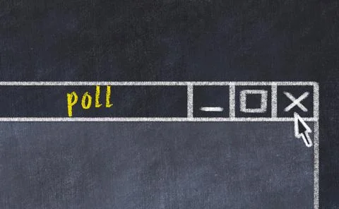 Chalk sketch of closing browser window with page header inscription poll Foto stock