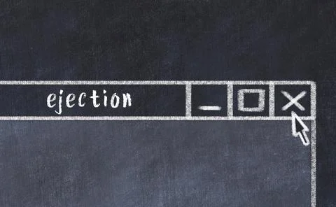 Chalk sketch of closing browser window with page header inscription ejection Stock Photos