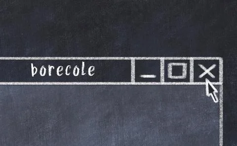 Chalk sketch of closing browser window with page header inscription borecole Фото