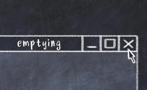 Chalk sketch of closing browser window with page header inscription emptying Stock Photos