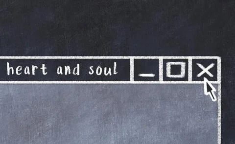 Chalk sketch of closing browser window with page header inscription heart and 库存照片