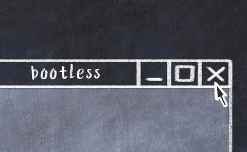 Chalk sketch of closing browser window with page header inscription bootless Stock Photos
