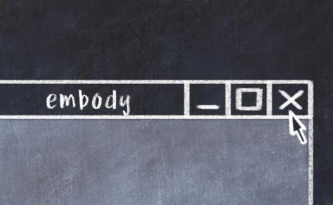 Chalk sketch of closing browser window with page header inscription embody Stock Photos