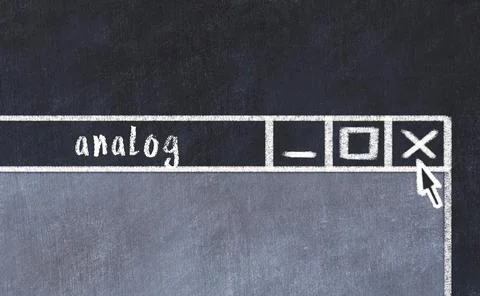 Chalk sketch of closing browser window with page header inscription analog Stock Photos