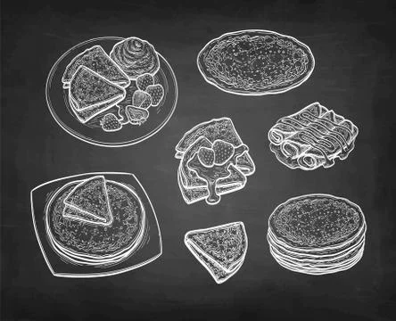 Chalk sketch of crepes Illustrazione stock