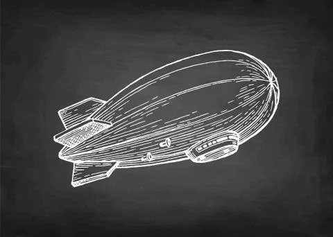 Chalk sketch of dirigible. Stock Illustration