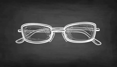 Chalk sketch of eyeglasses. Stock Illustration