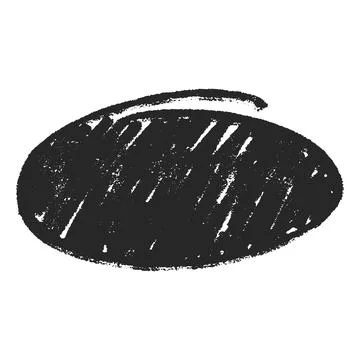 Chalk sketch geometric round shape black silhouette, charcoal scribble Illustrazione stock