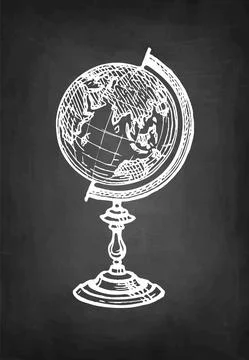 Chalk sketch of globe Stock Illustration
