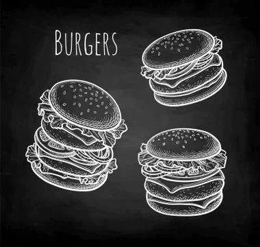 Chalk sketch of hamburger. Stock-Illustration