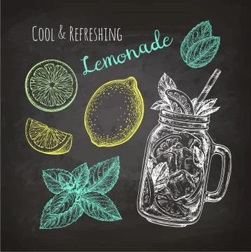 Chalk sketch of lemonade Stock Illustration