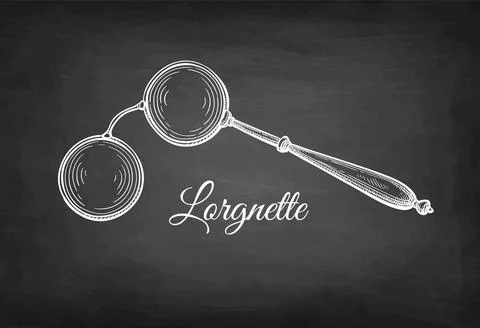 Chalk sketch of lorgnette. Illustrazione stock