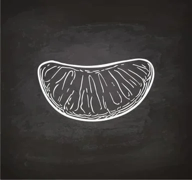 Chalk sketch of mandarin orange. Stock Illustration