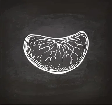 Chalk sketch of mandarin orange. Stock Illustration