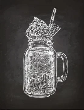 Chalk sketch of milkshake Stock Illustration