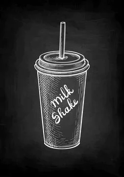 Chalk sketch of milkshake. Stock Illustration