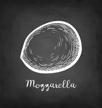 Chalk sketch of mozzarella cheese. Stock Illustration