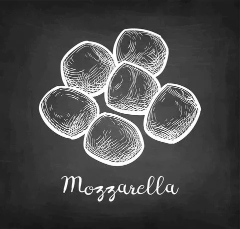 Chalk sketch of mozzarella cheese. Illustrazione stock