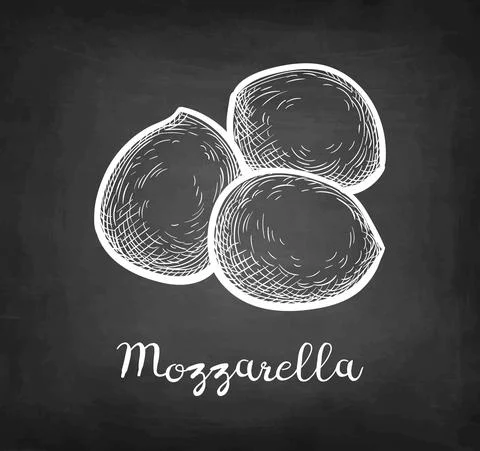 Chalk sketch of mozzarella cheese. Illustrazione stock