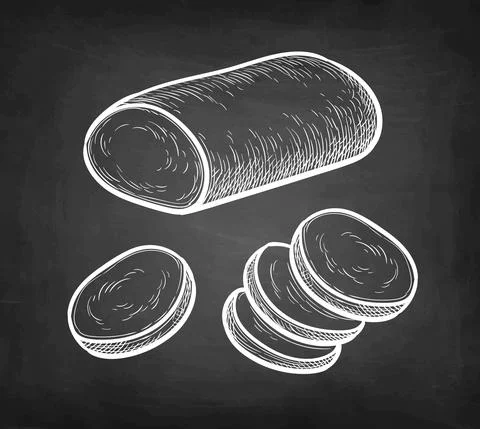 Chalk sketch of mozzarella cheese. Stock Illustration