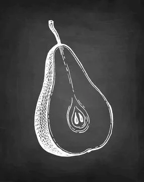 Chalk sketch of pear. Stock Illustration