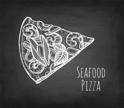 Chalk sketch of pizza. Stock Illustration
