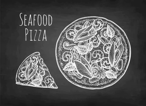 Chalk sketch of pizza. Stock Illustration