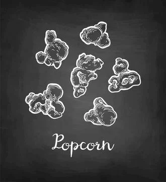 Chalk sketch of popcorn. Illustrazione stock