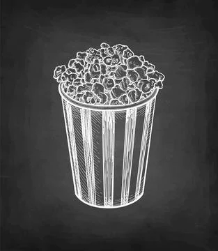 Chalk sketch of popcorn. Stock Illustration