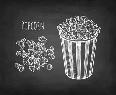 Chalk sketch of popcorn. 스톡 일러스트