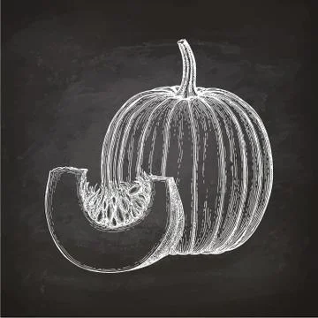 Chalk sketch of pumpkin Illustrazione stock