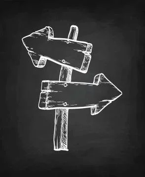 Chalk sketch of signpost Stock Illustration