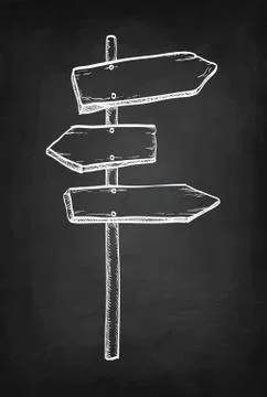 Chalk sketch of signpost Stock Illustration