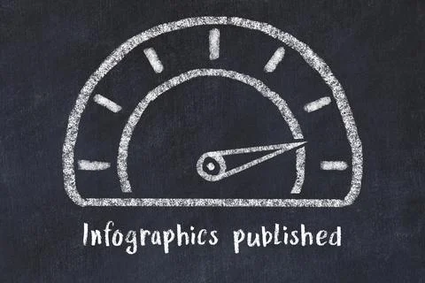 Chalk sketch of speedometer with high value and iscription Infographics publi Stock Photos