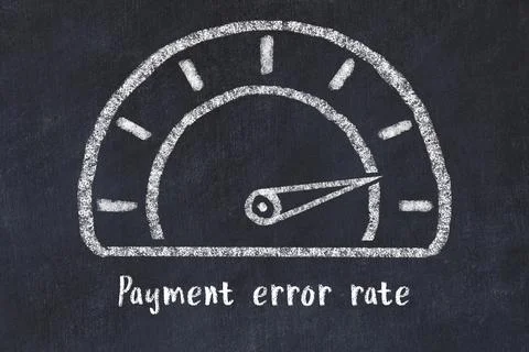 Chalk sketch of speedometer with high value and iscription Payment error rate 库存照片