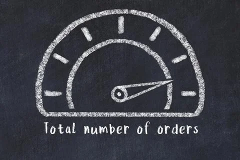Chalk sketch of speedometer with high value and iscription Total number of or Stock Photos