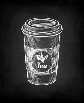 Chalk sketch of tea cup. Stock Illustration