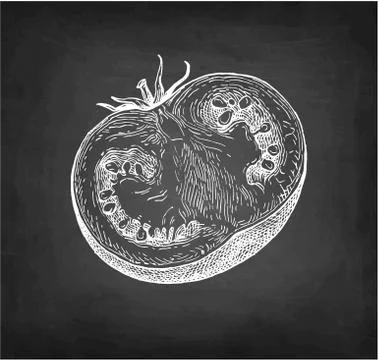 Chalk sketch of tomatoes. Stock Illustration