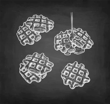 Chalk sketch of waffles. Illustrazione stock