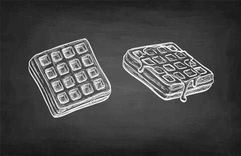 Chalk sketch of waffles. Stock Illustration