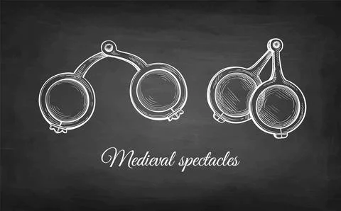 Chalk sketches of medieval spectacles. Stock Illustration