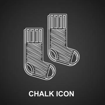Chalk Socks icon isolated on black background. Vector Stock Illustration