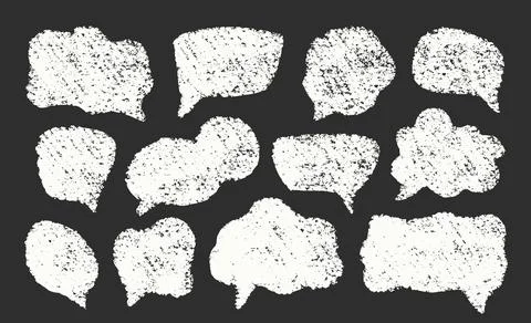 Chalk Speech Bubbles Vector Set. Crayon Scribble Talking Clouds Shapes 스톡 일러스트