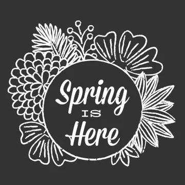 Chalk Spring Floral Background Illustrazione stock