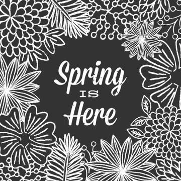 Chalk Spring Floral Background Stock Illustration