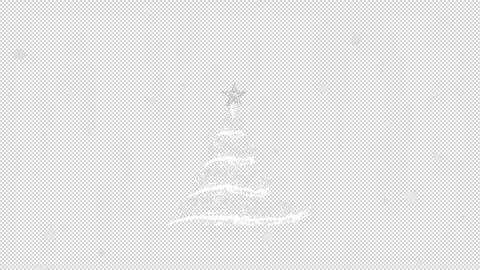 Chalk Style Christmas Tree with Falling Snow with Transparent Background Stock Footage 318293292