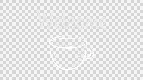 Chalk Style Coffee Cup Animation with "Welcome" Text on Transparent Background Stock Footage 317615013