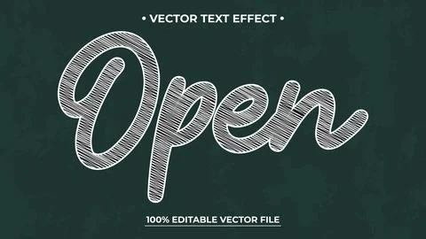 Chalk text effect, editable blackboard and Cafe text style Illustrazione stock