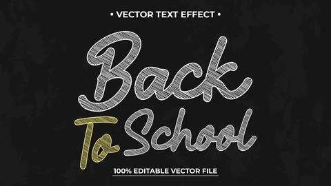 Chalk text effect, editable blackboard and school text style Stock Illustration